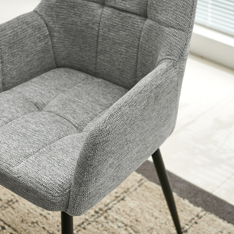 Chenille Fabric Dining Chair, Light Grey