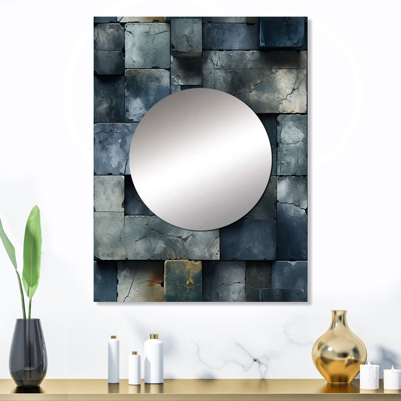 Akhilesh Architectural béton mur illusion - miroir mural décoratif en brique, miroir moderne, impression d'art en métal