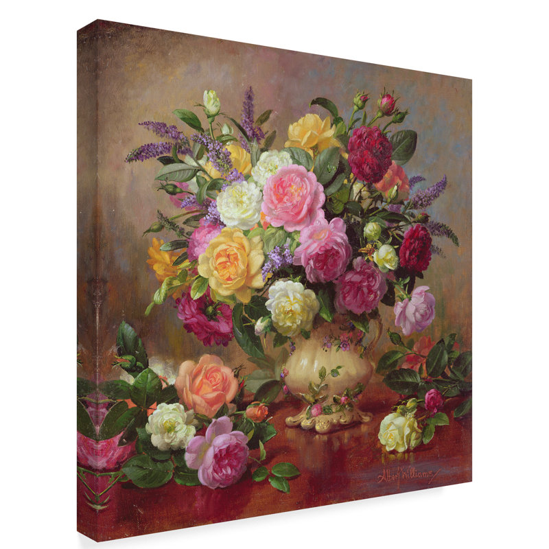 Albert Williams Floral Canvas Print with Vibrant Roses, 14" x 14"