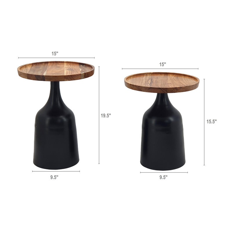 Chrystian Solid Wood Top End Table Set