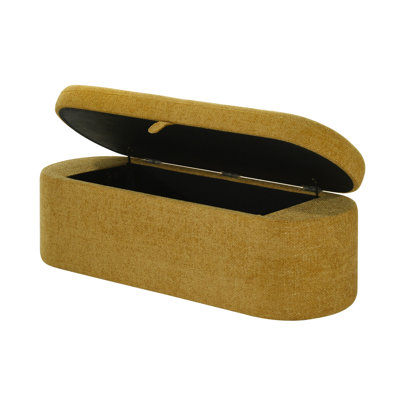 Élégant banc rembourré doré de 1 pièce avec rangement interne, siège rembourré et cadre en bois pour les espaces de vie
