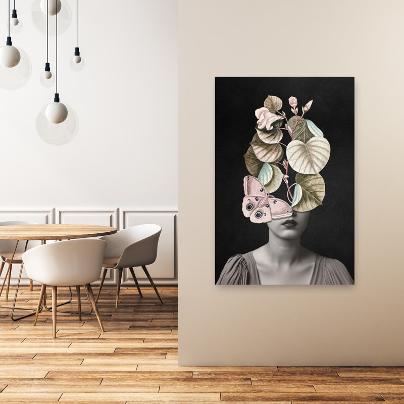Elegant Butterfly Botanicals Classic Elegant Surreal Butterfly Flower Nature Wall Art Print 1 Piece Wrapped Canvas Wall Art