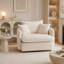 Fauteuil d'appoint pivotant crème Boucle, canapé simple surdimensionné confortable avec coussins pour les petits espaces