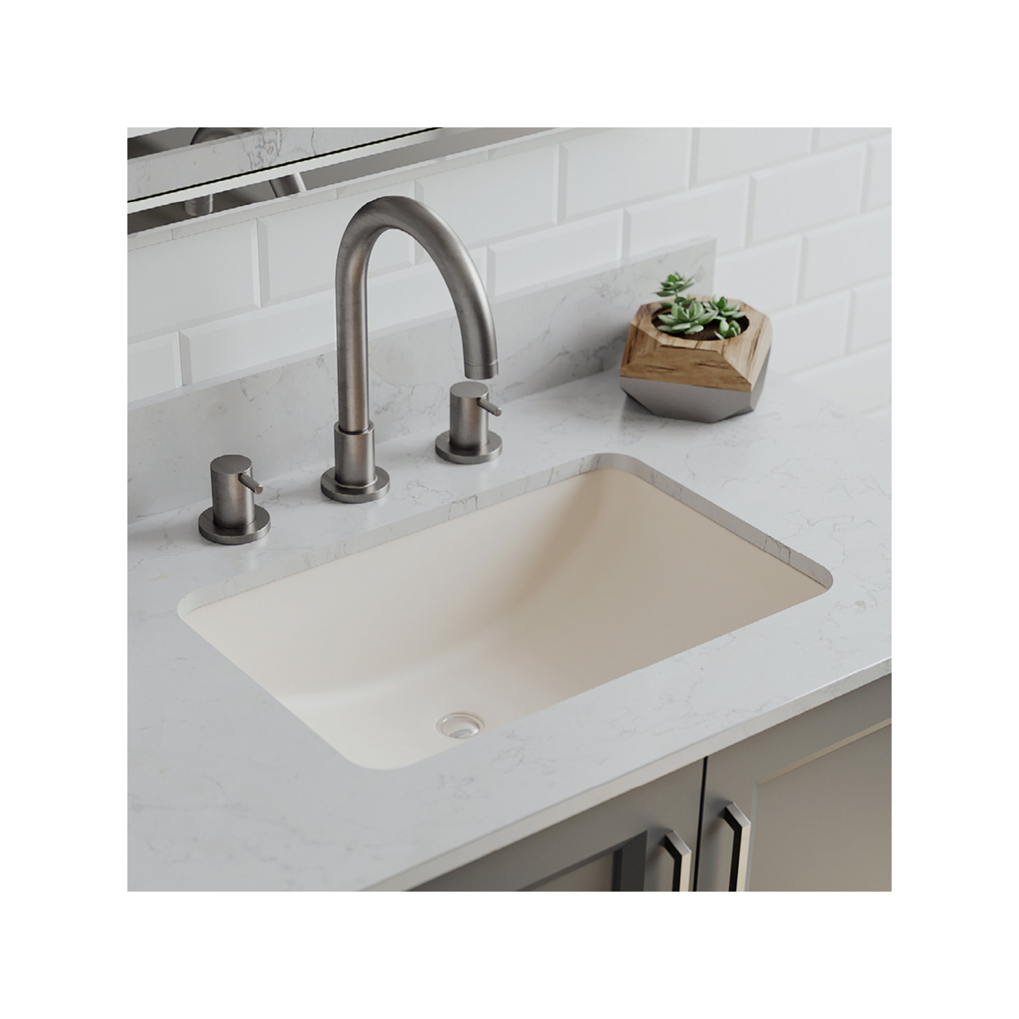 Lexicon Quartz Composite Rectangle Vanity Sink, Beige