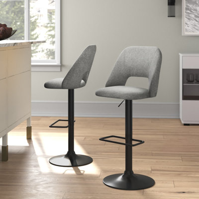 Bridgette 24"-32" Swivel 360° Upholstered Footrests Adjustable Height Bar Stool