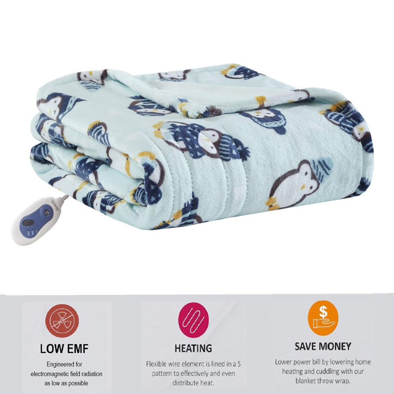 Oversized Plush Printed Heated Throw