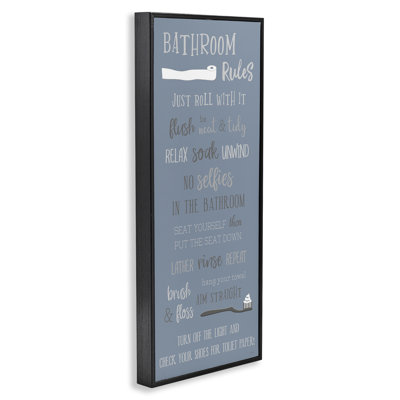 Bathroom Rules on Muted Blue Giclee Art, design by Natalie Carpentieri