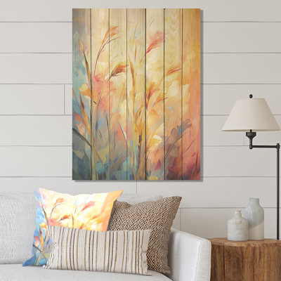 Jaune et rose Meadows Breeze II - prairie sur bois