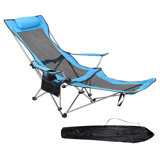 Adjustable Folding Recliner Camping Chair – Lightweight Portable Chair With Detachable Footrest, Headrest, Cupholder, And Pocket For Outdoor, Beach, And Garden