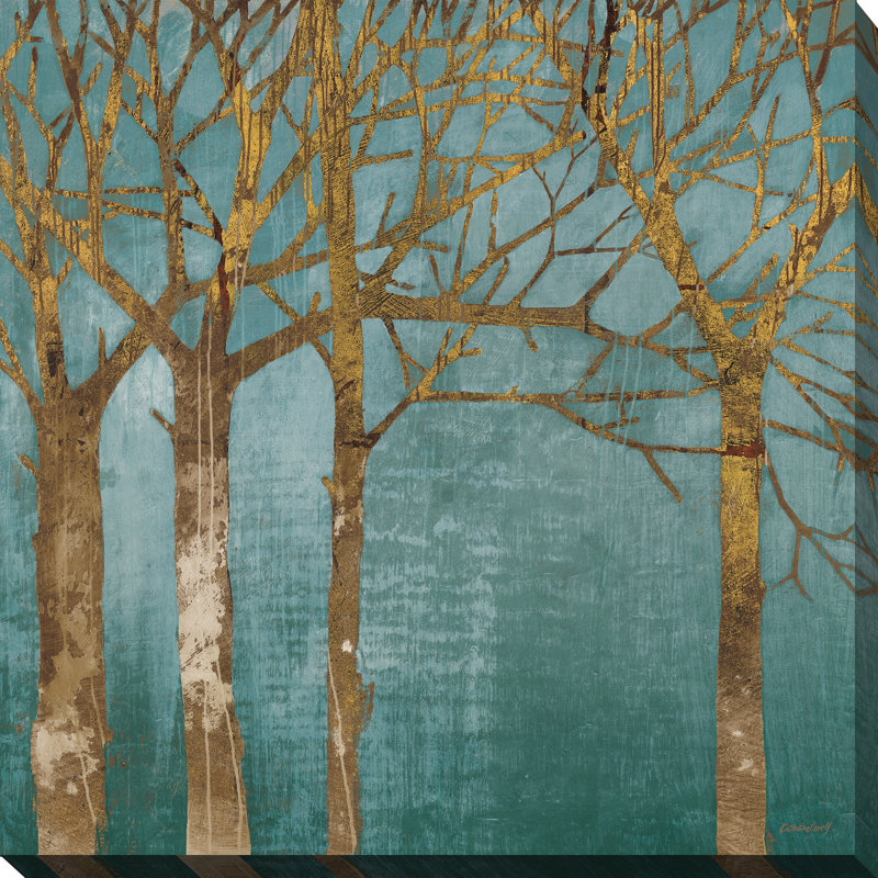 « golden day turquoise », reproduction de peinture à l’acrylique sur toile, H 24 po x l 24 po x P 1 po