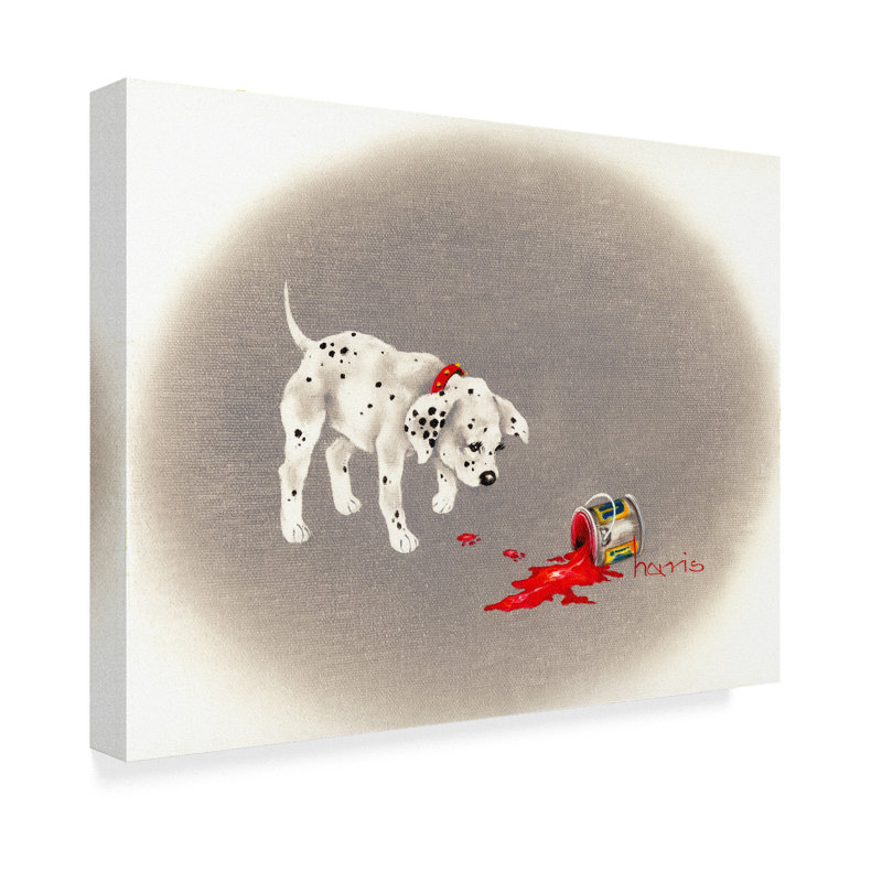 «Dalmatian Caught Red Pawed» par Peggy Harris, reproduction sur toile, H 14 po x l 19 po x P 2 po