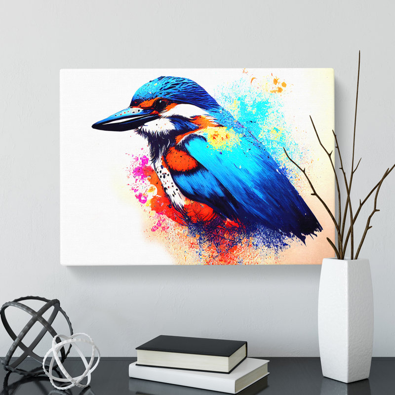 Kingfisher Bird Splash - Wrapped Canvas, 35cm H x 50cm W x 3cm D