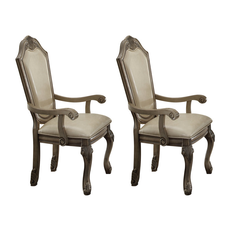 Fauteuils Amoi avec pieds Queen Anne, Blanc antique