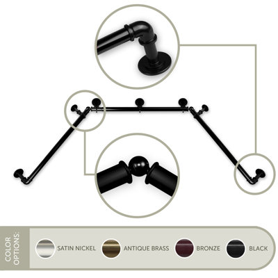 1" Bay Window Curtain Rod