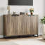 Buffet de rangement 55 po, crédence moderne avec base en métal 4 portes et tablettes, table basse d'appoint pour cuisine, salle à manger et salon (brun)-1263685163