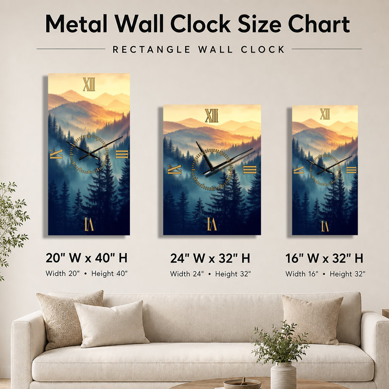 Forêt aux lueurs déclinantes du matin II - Grande horloge murale Nature, 32" H x 16" W - Rectangle