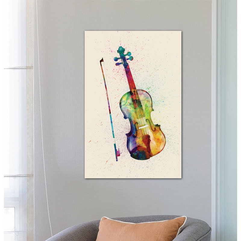 Musical Instruments Series: Violin, impression sur toile tendue, H 60 po x l 40po x P 1,5 po, Toile tendue, Pas de tapis