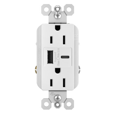 Radiant 15 Amp Tamper-Resistant with 3.1A USB Type A/C Outlet