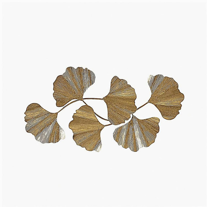 Décoration murale feuille d'or en métal feuille de ginkgo