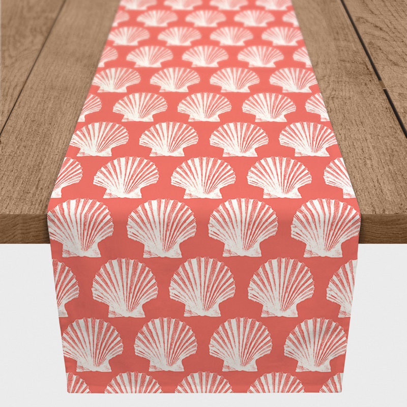 Chemin de table géométrique Amaya, L 72 po x l 16 po, Corail