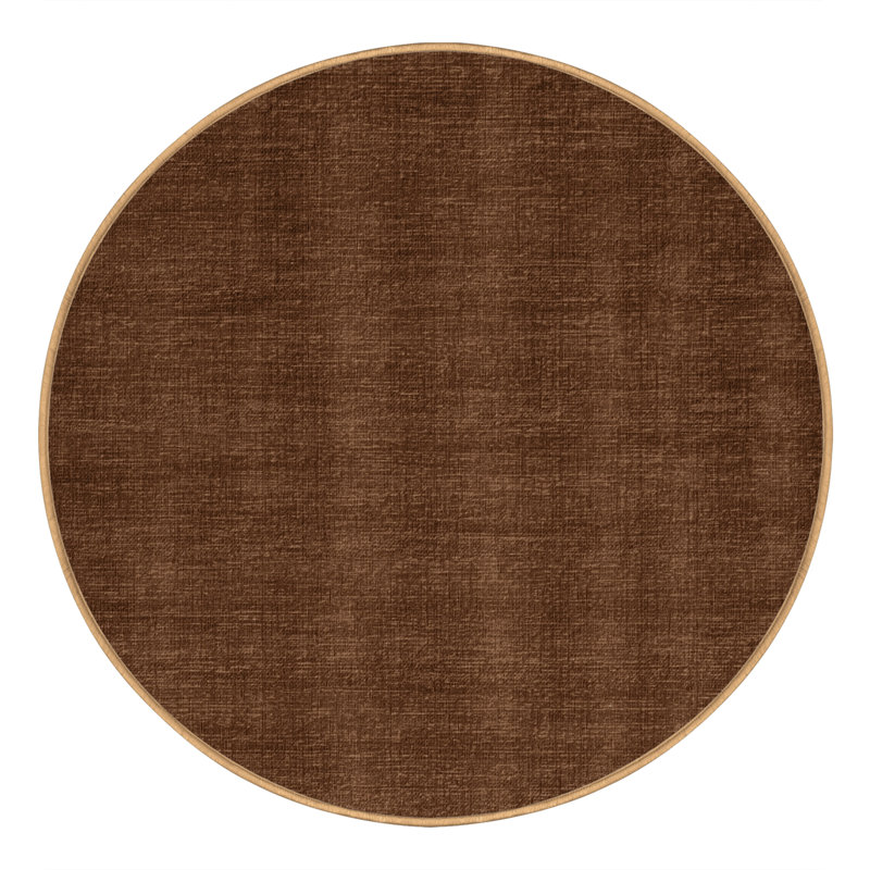 Tapis brun uni lavable à la machine, Rond 5 pi