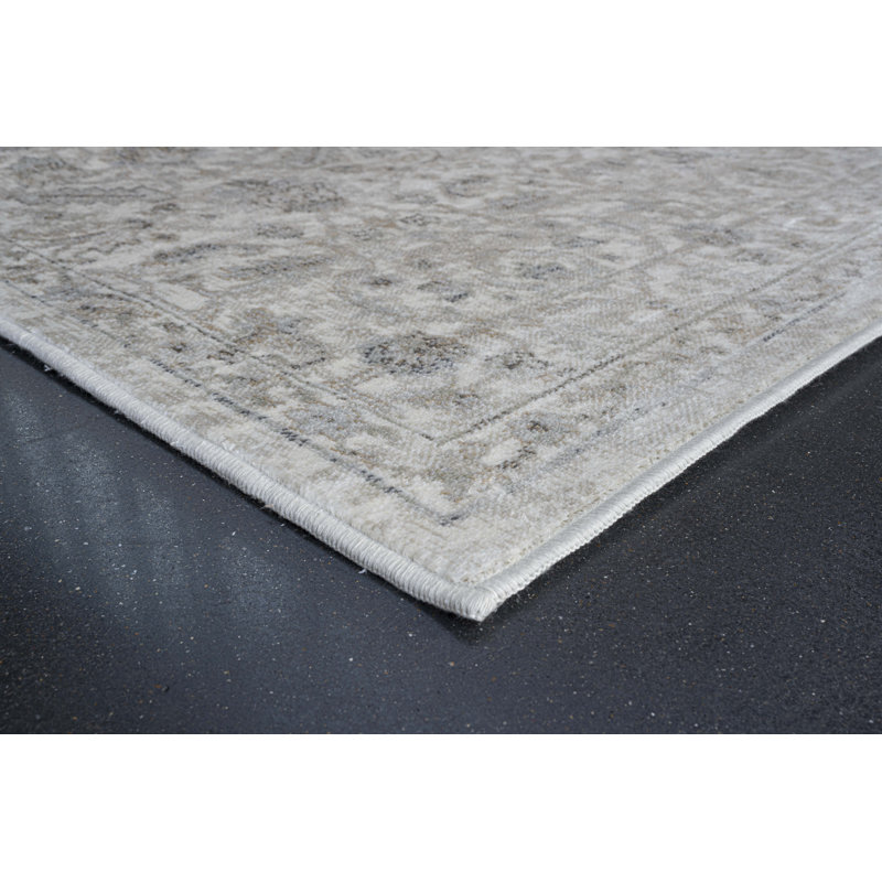Tapis en viscose ivoire, gris et beige Werri, Rectangle de 5 pi x 8 pi