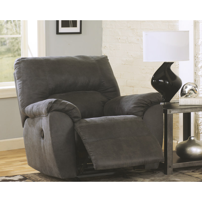 Faux Leather Recliner, Gray/Brown Faux Leather