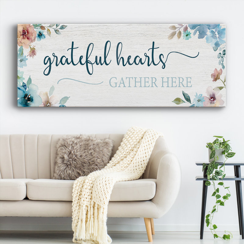 Grateful Hearts - Toile tendue avec châssis, H 8 po x l 20 po x P 1,5 po
