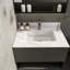 Dessus de meuble-lavabo blanc Hensleyra avec trou de robinet pré-percé et pierre frittée durable (évier seulement)-124006321-124006320