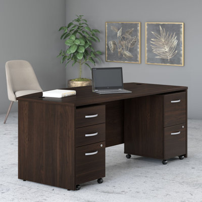 Studio C 3 Pieces Manufactured Wood Configurable Rectangular Desk office Set