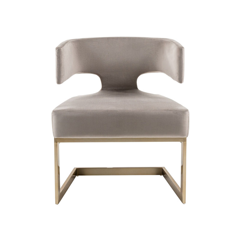 Chaise avec accoudoirs rembourré velours blanc cassé Malachi