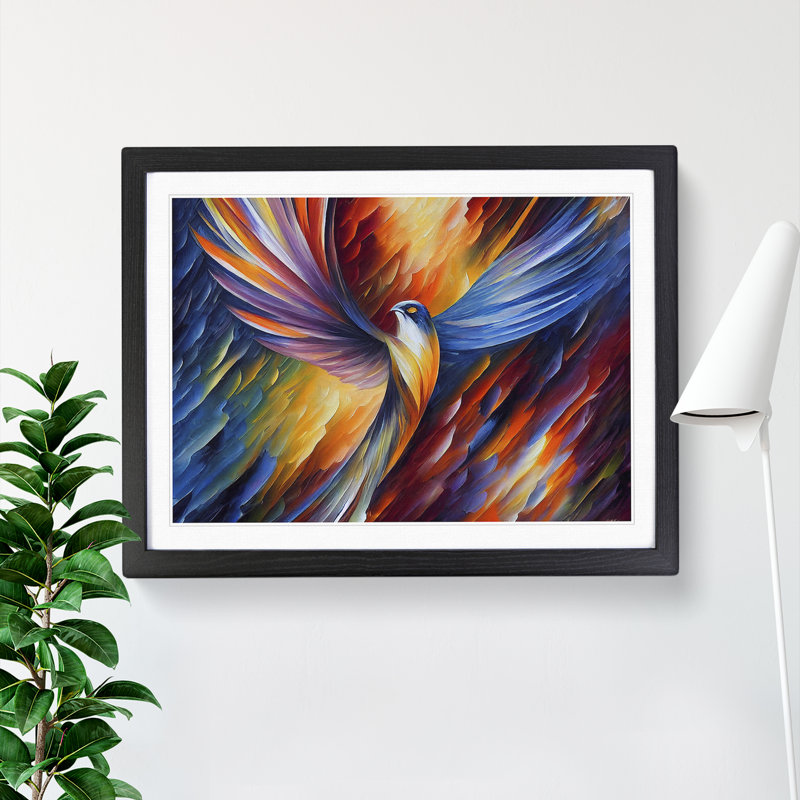 XH1022-6909X Phoenix Bird Vol.2 - Single Picture Frame Painting, Black Framed, 25cm H x 34cm W x 2cm D