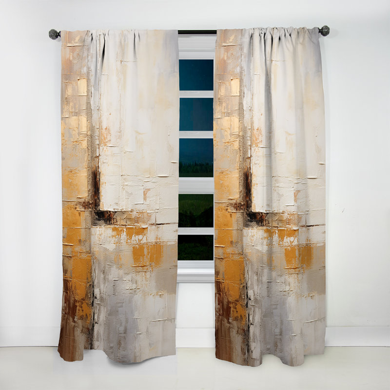 Kellie Beige And Gold Minimal Expression II - Countryside Curtain - Velvet Room Darkening - 1 panel, 52" W x 90" L