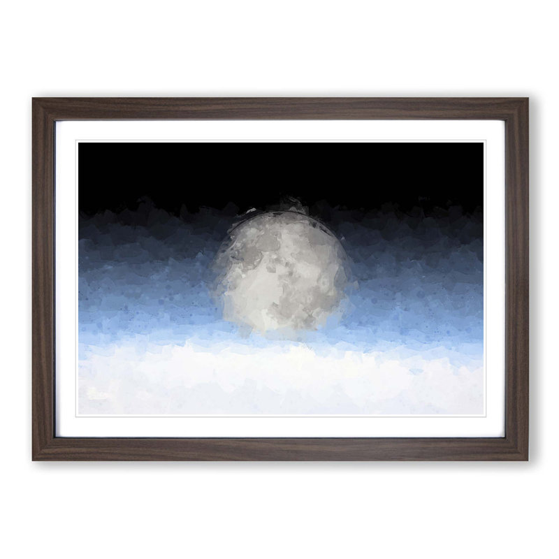 The Moon Above in Abstract - Picture Frame Graphic Art Print, Walnut Framed, 62cm H x 87cm W x 2cm D