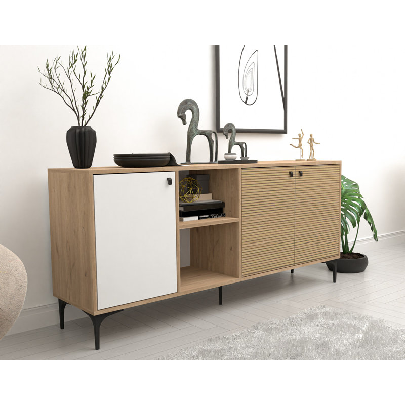 Mezza 80cm Console Table, Oak/White