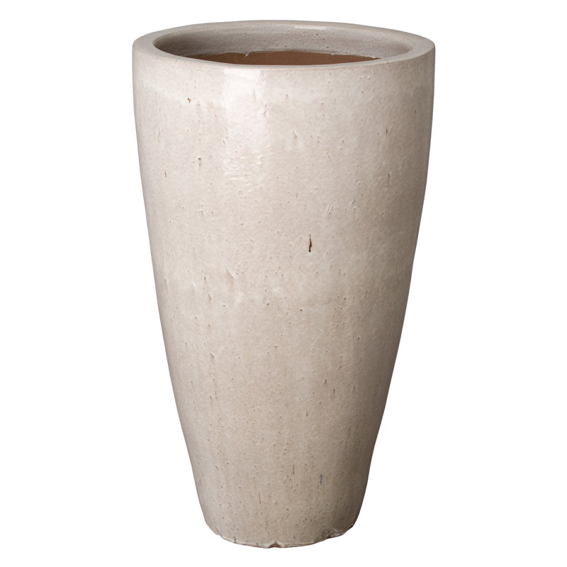 Pot de fleurs en céramique, Blanc vieilli, H 40 po x l 24 po x P 24 po