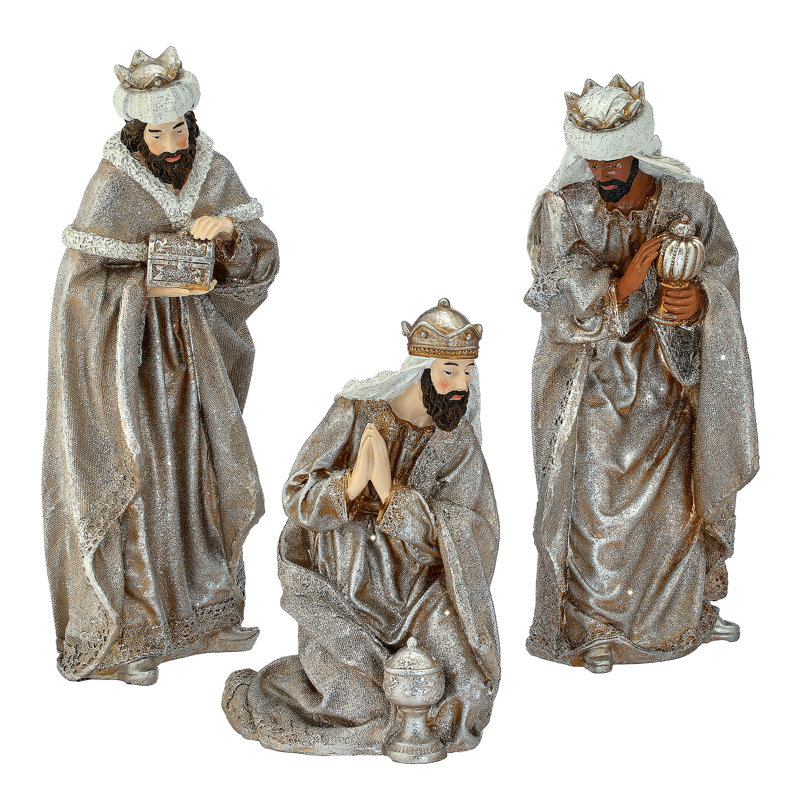 Renaissance Holy Family Resin Figurine Set with Sugar Finish