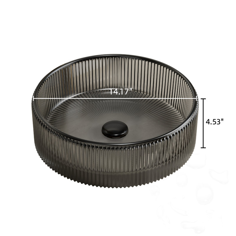 Round Glass Bathroom Sink, Black