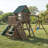 Fox Run Wooden Swing Set with 2 Slides, Swings and Climbing Wall