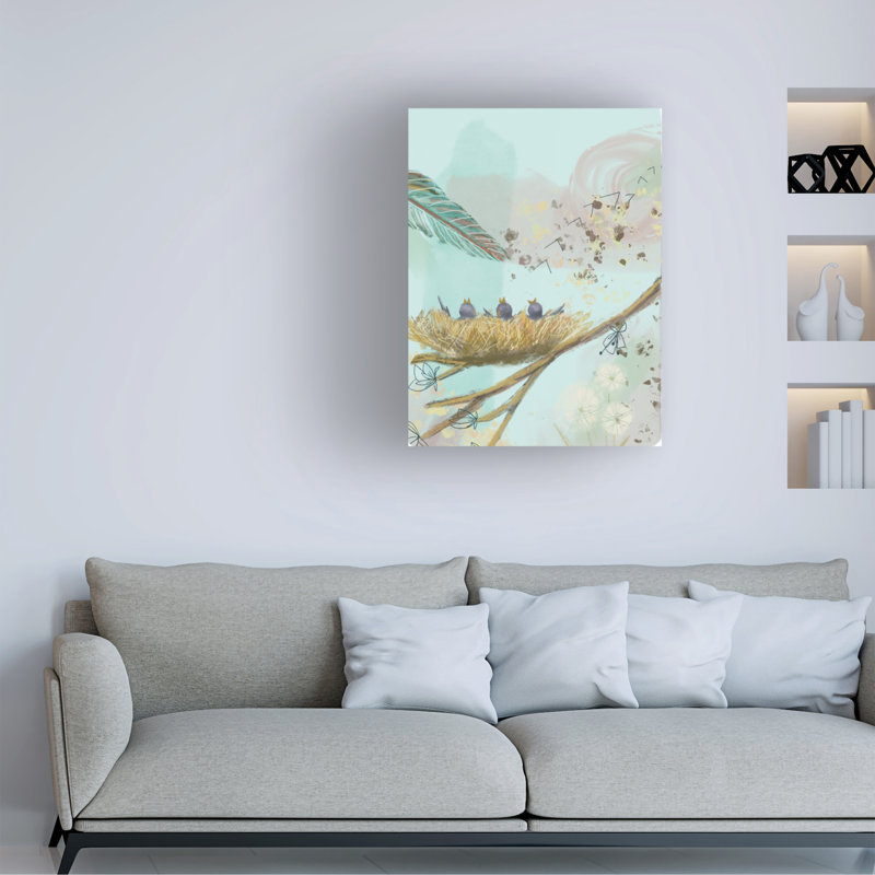 «Robins Eggs 2 on Canvas» par Christine Rotolo, reproduction, H 47 po x l 35 po x P 2 po