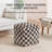 Marta 20" Brown Checkered Upholstered Pouf Ottoman-117292683