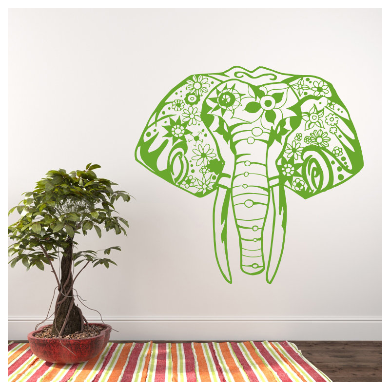 Décalcomanie murale éléphant yoga Litton, Vert citronnier