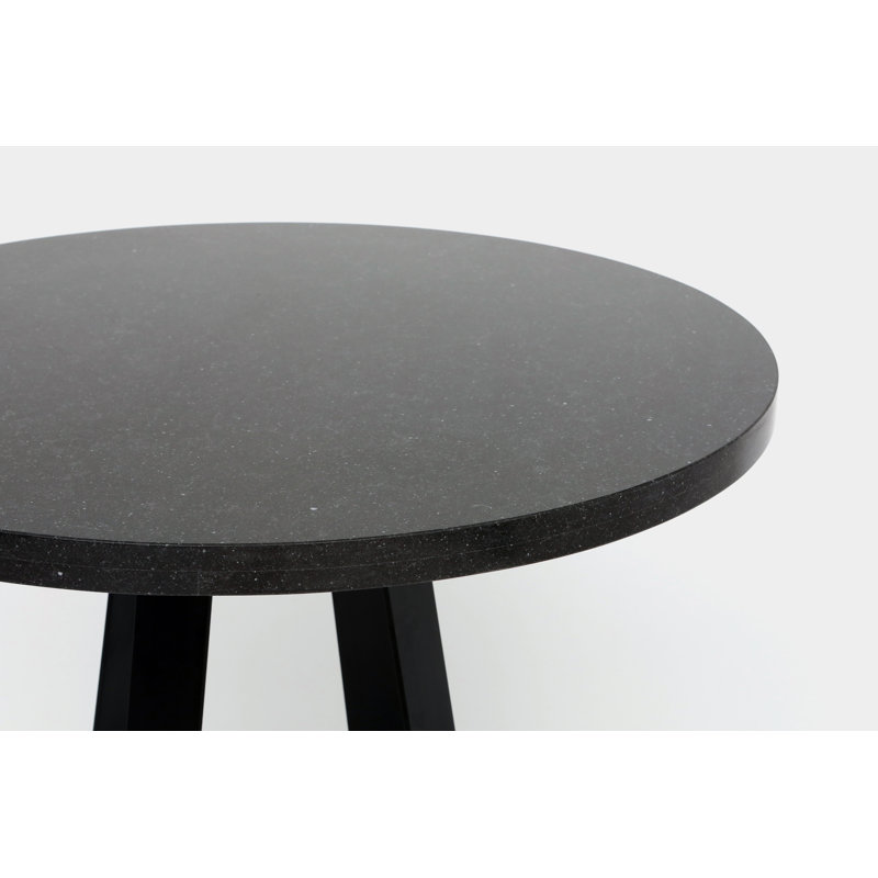 Sea Smoke Round Stone Dining Table, Belgium Black, 36" W x 36" L