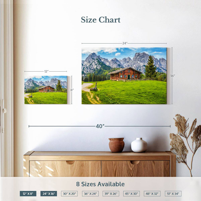 Alvord chalet dans les Alpes, H 16 po x l 24 po