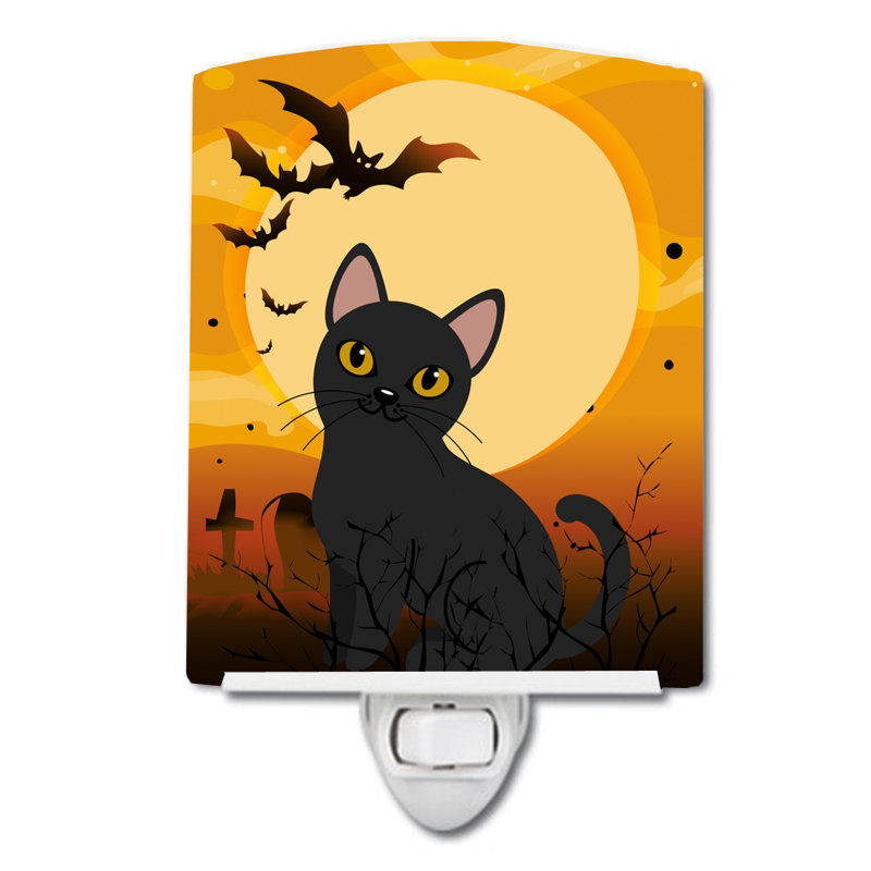 Éclairage de nuit en céramique pour chat bombay Halloween