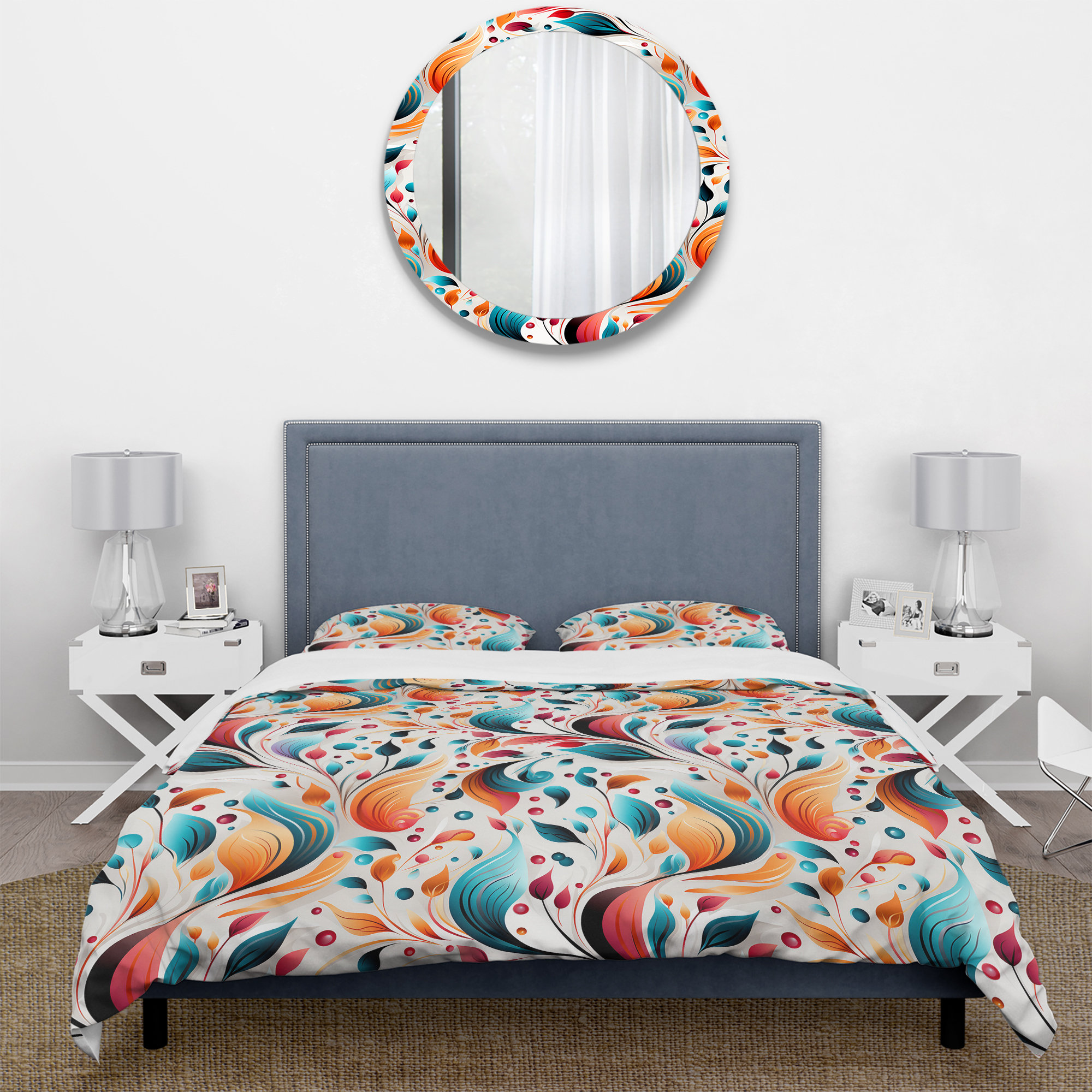 Design Art Minimalist Feather Paisley Pattern - Paisley Duvet Cover Set ...