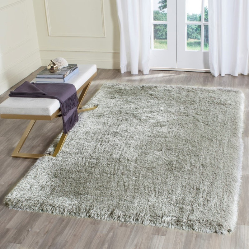 Tapis argenté à poils longs Addalee, Rectangle 5 pi x 8 pi