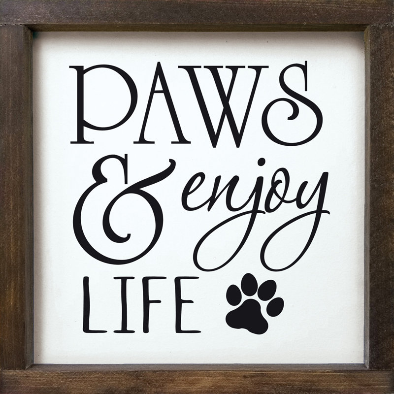 Paws & Enjoy Life (encadré), Cadre noyer, Blanc