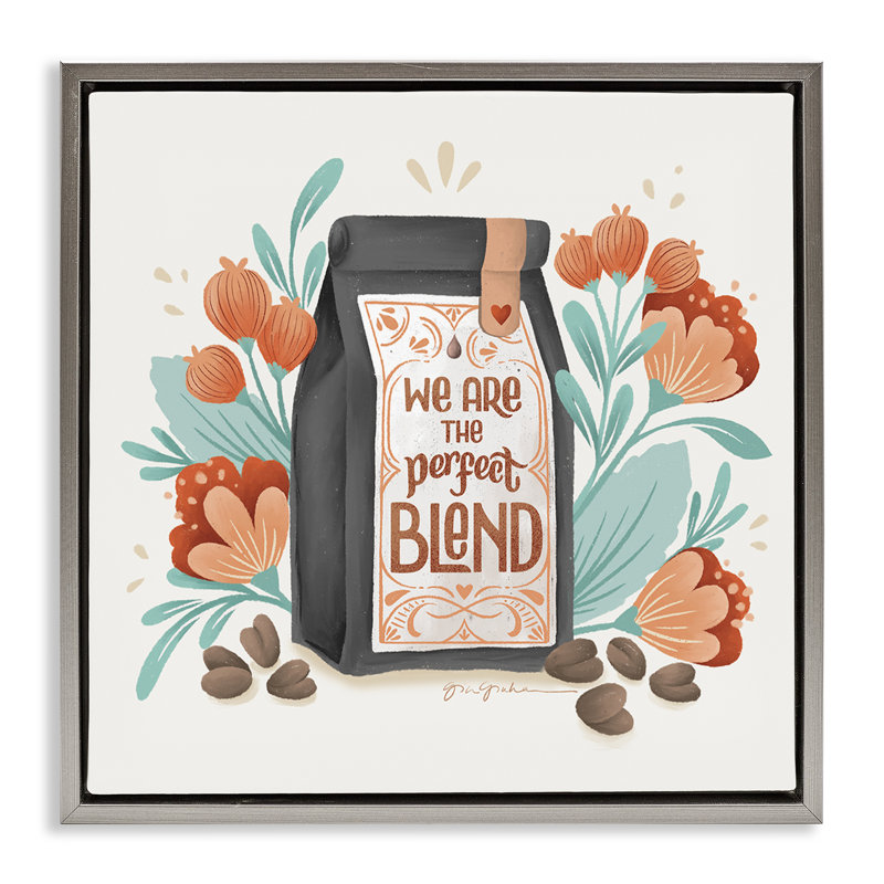 «Perfect Blend Coffee» par Gia Graham, Cadre flottant gris lustré, H 18 po x l 18 po