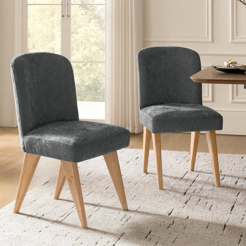 Jeremias 19"W Modern Upholstered Dining Chairs with Solid Wood Legs Set of 2, Gray